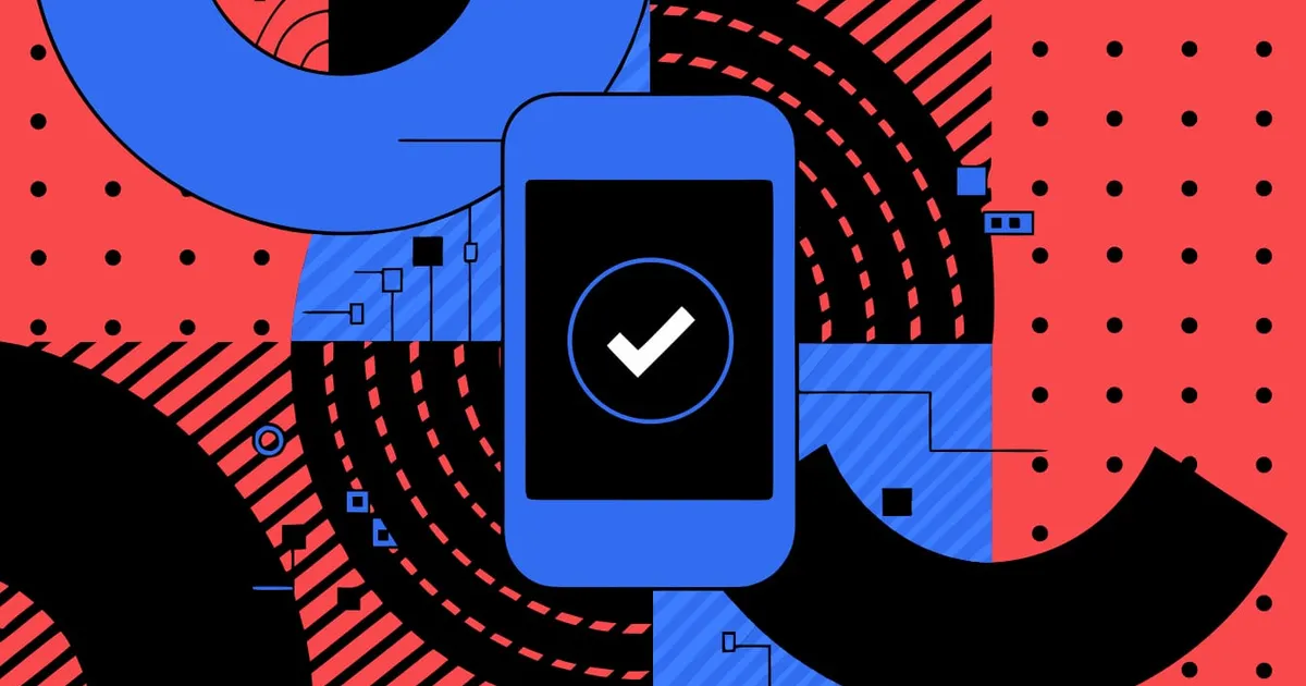 Abstract flat-vector editorial illustration for "Firebase App Check Brings reCAPTCHA Enterprise to Mobile Apps"