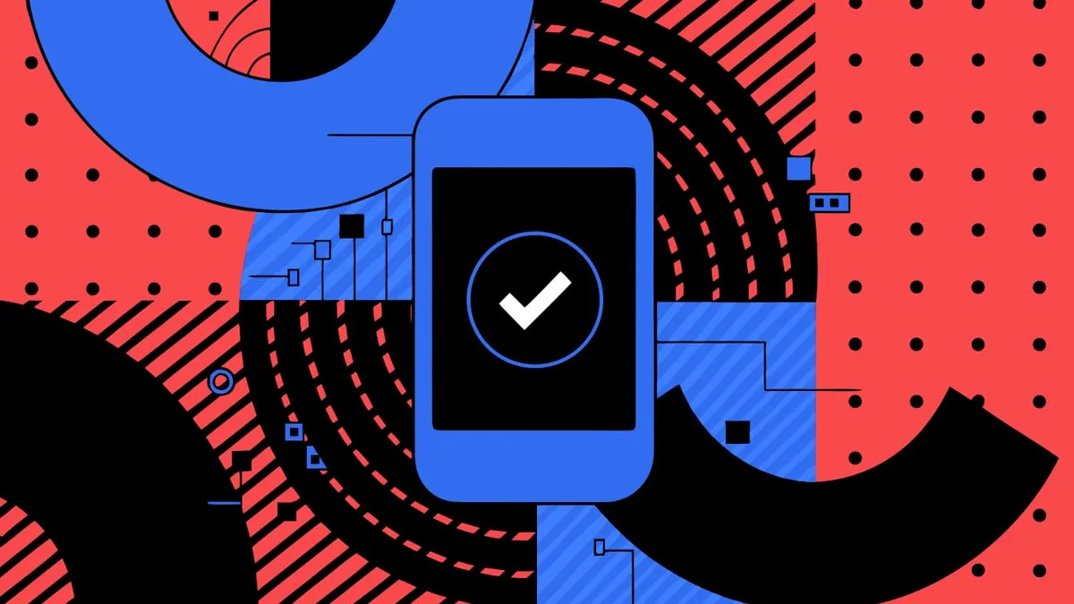 Abstract flat-vector editorial illustration for "Firebase App Check Brings reCAPTCHA Enterprise to Mobile Apps"