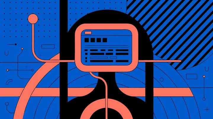 Abstract flat-vector editorial illustration for "Firebase SQL Connect Streaming Lands in the JavaScript SDK"