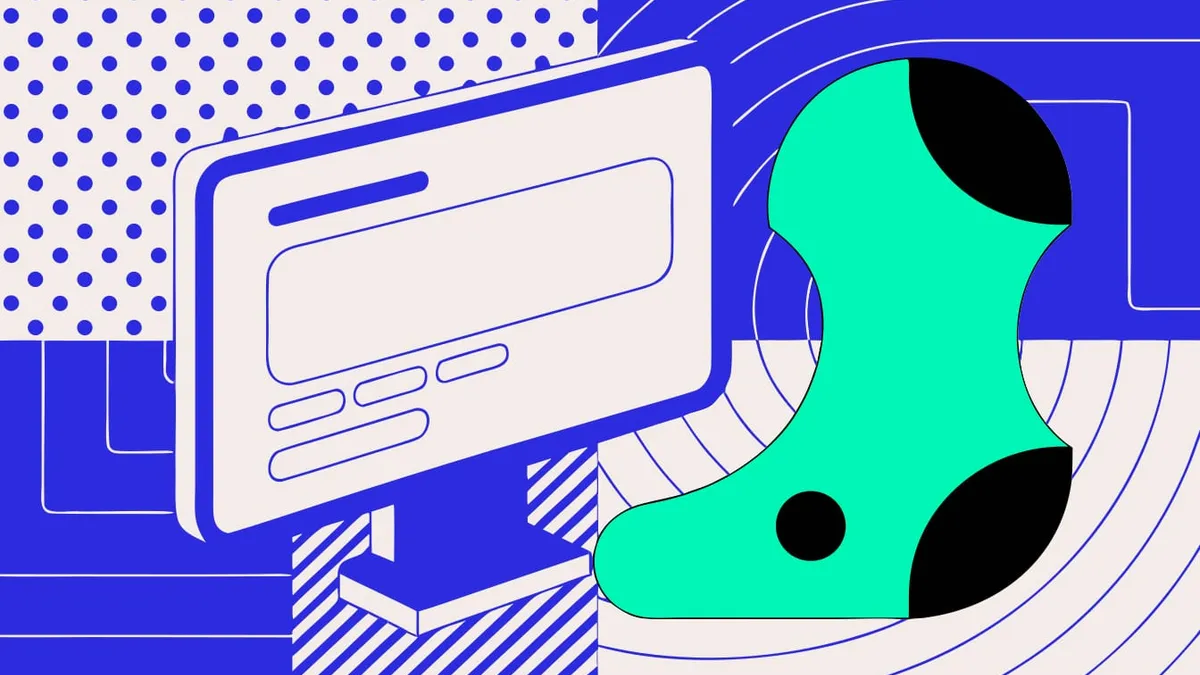 Abstract flat-vector editorial illustration for "Netlify Puts Deploys and Agent Runs in One Activity Feed"