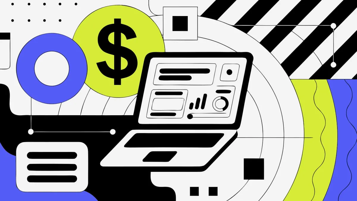Abstract flat-vector editorial illustration for "Netlify Now Lets Teams Cap Each Coder's AI Agent Spend"