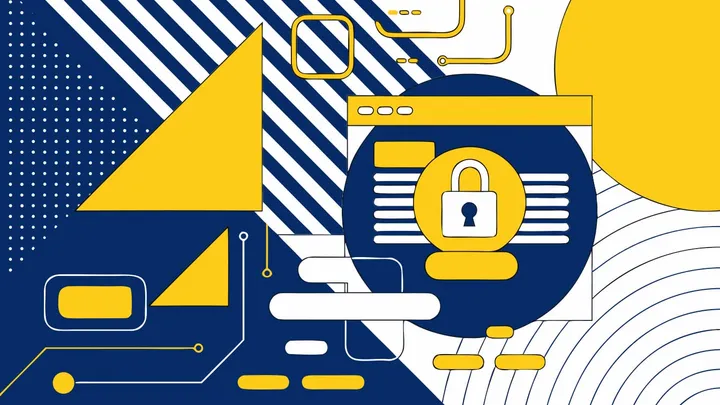 Abstract flat-vector editorial illustration for "Next.js Patches Two RCE Bugs, Vercel and Netlify Ship Unaffected"