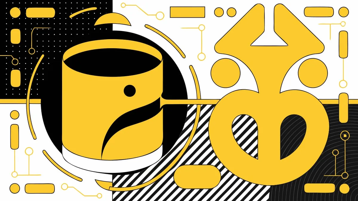 Abstract flat-vector editorial illustration for "Supabase Joins Gemini Enterprise, but Nothing Gets Indexed"