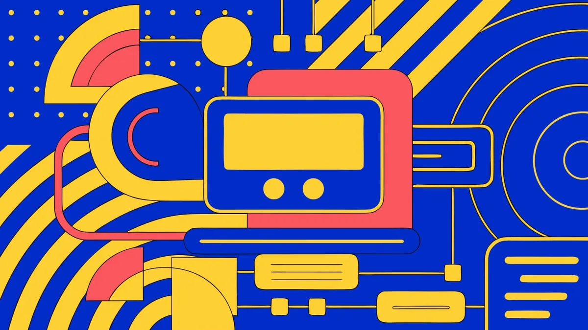 Abstract flat-vector editorial illustration for "GitHub Copilot Joins Vercel's AI SDK on Someone Else's Protocol"