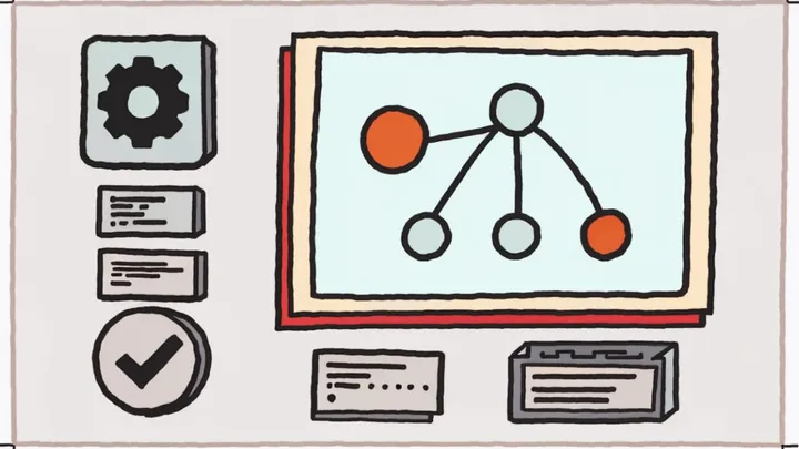 Hand-drawn editorial illustration for "Vercel CI Enters Beta and Runs Only the Tasks a Push Affects"