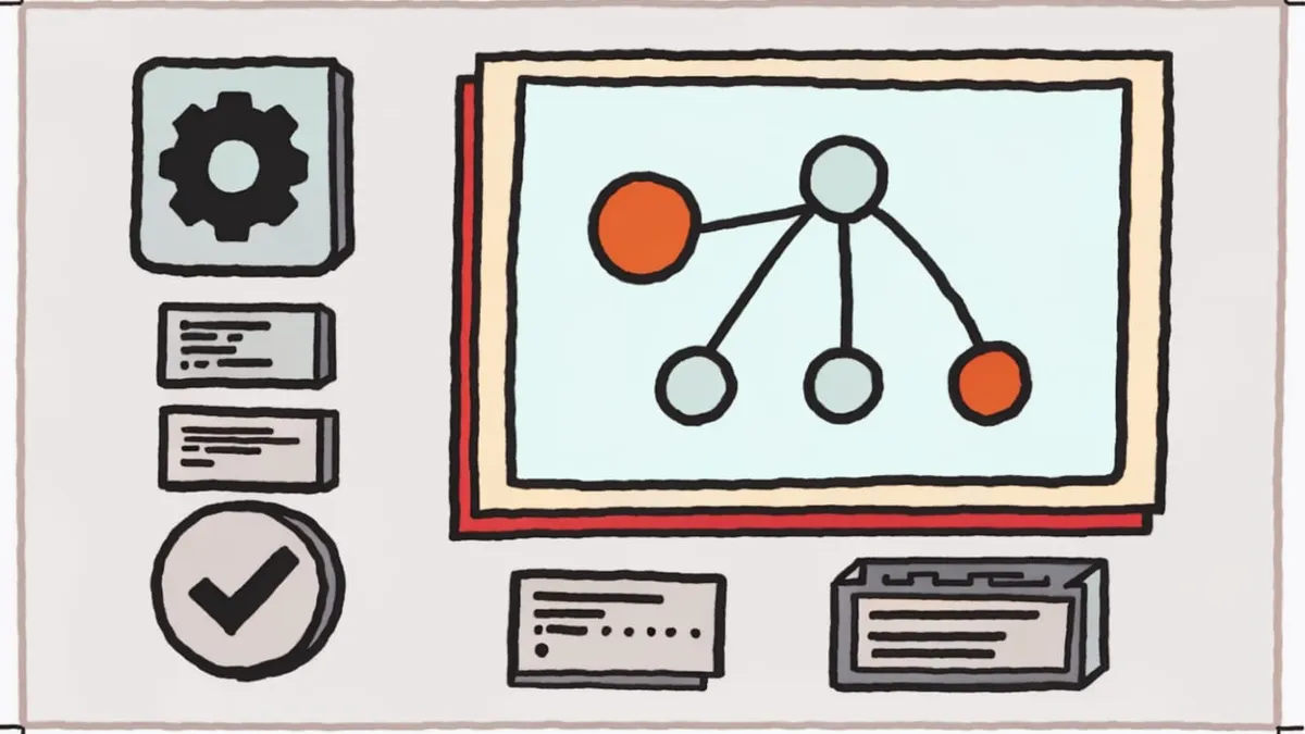 Hand-drawn editorial illustration for "Vercel CI Enters Beta and Runs Only the Tasks a Push Affects"