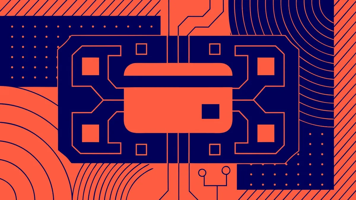 Abstract flat-vector editorial illustration for "Vercel Connect Now Mints a Separate Stripe Key for Each Agent"