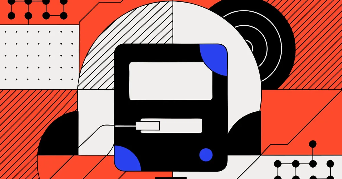 Abstract flat-vector editorial illustration for "Vercel Now Runs Rails, Django and Go Apps From a Plain Dockerfile"