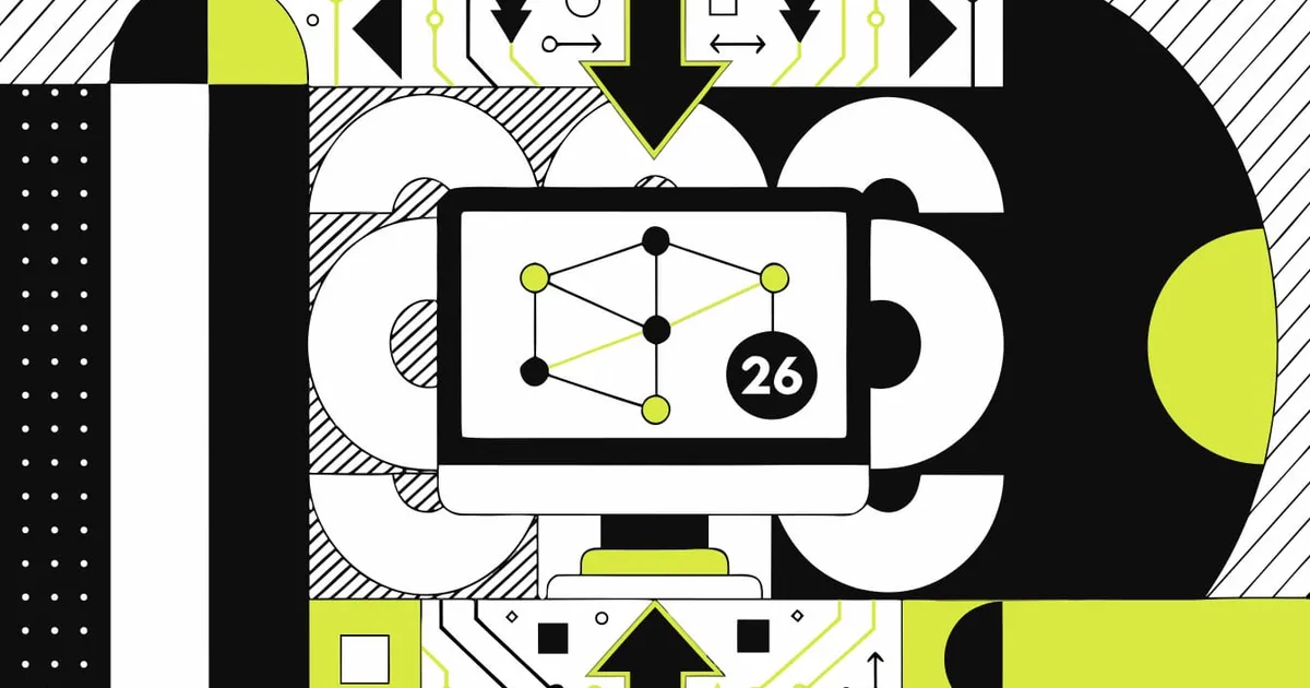Abstract flat-vector editorial illustration for "Vercel Makes Node.js 26 the Default, and fetch Now Speaks HTTP/2"