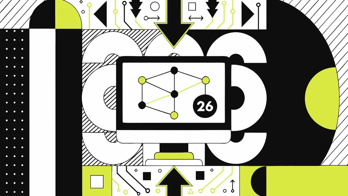 Abstract flat-vector editorial illustration for "Vercel Makes Node.js 26 the Default, and fetch Now Speaks HTTP/2"
